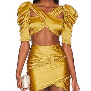 For Love and Lemons Alia Cross Front Crop Top and skirt SET